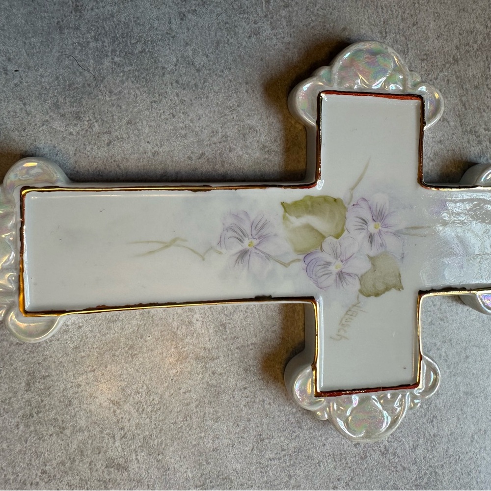 Floral Ceramic Cross Decor